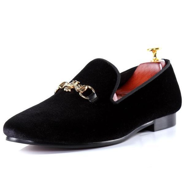 Tiny Cross Buckle Men Velvet Slip On Shoe