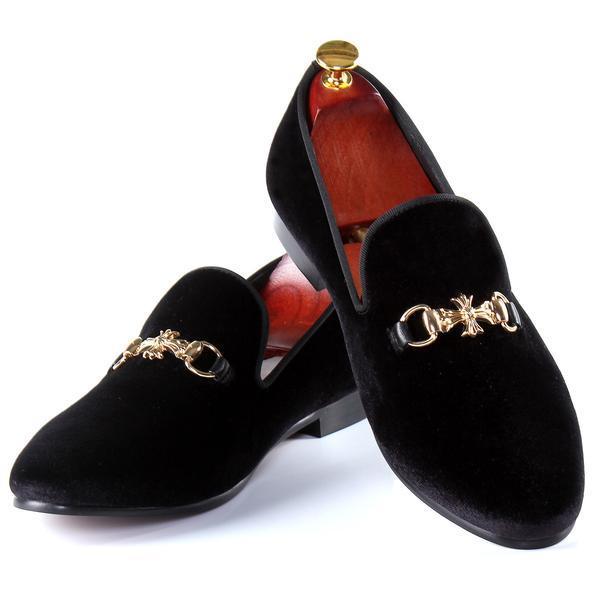 Tiny Cross Buckle Men Velvet Slip On Shoe