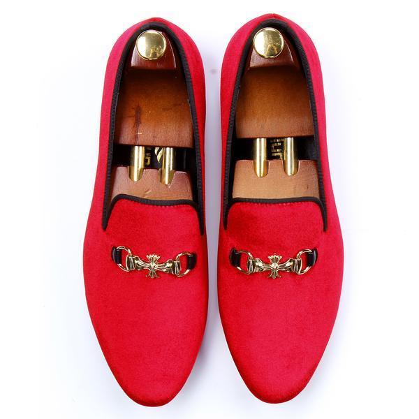 Tiny Cross Buckle Men Velvet Slip On Shoe