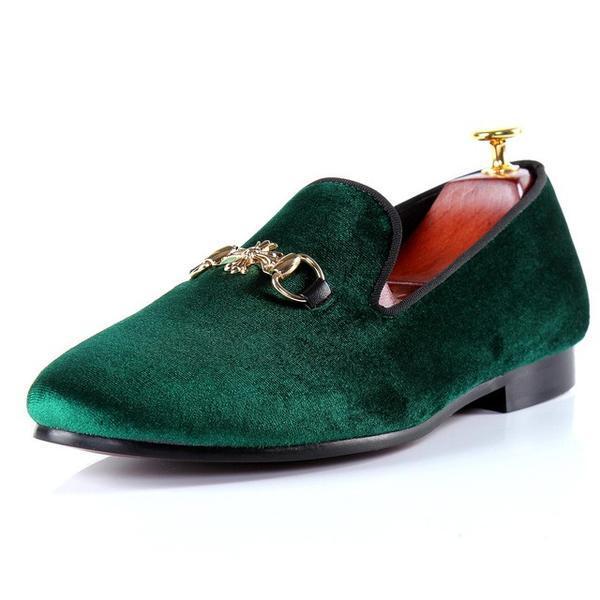 Tiny Cross Buckle Men Velvet Slip On Shoe